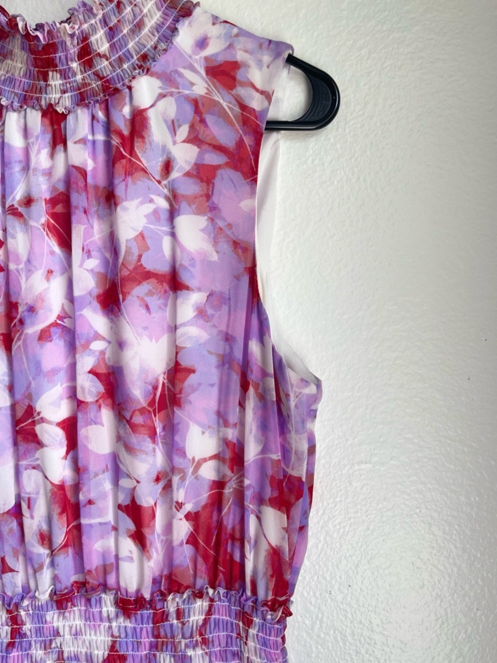 Calvin Klein Lavender Floral Pleated Midi Dress with Red Accents Size 10/12 NWOT - Picture 11 of 14